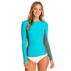 Sporti Women's Long sleeve UPF 50+ Sport Fit Rash Guard Aqua Blue Size XL